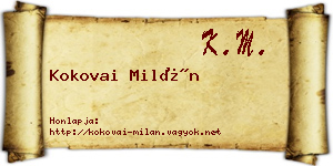 Kokovai Milán névjegykártya