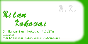 milan kokovai business card